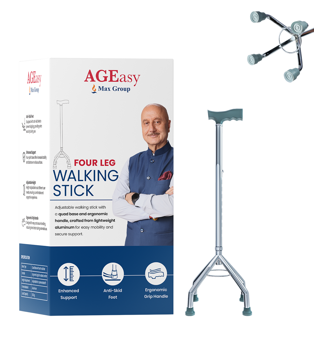 AGEasy Four Leg Walking Stick
