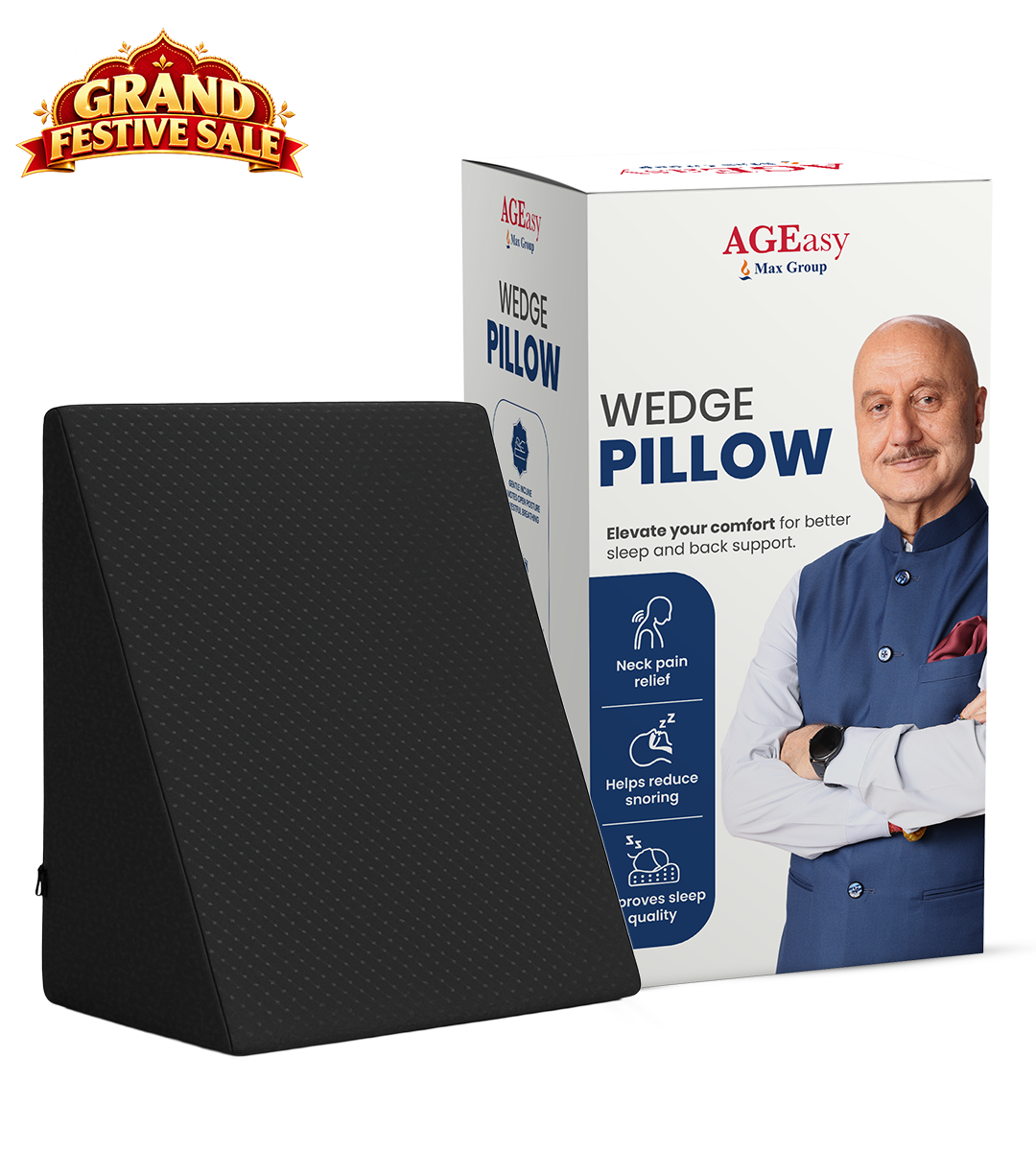 AGEasy Wedge Pillow (Charcoal Grey)