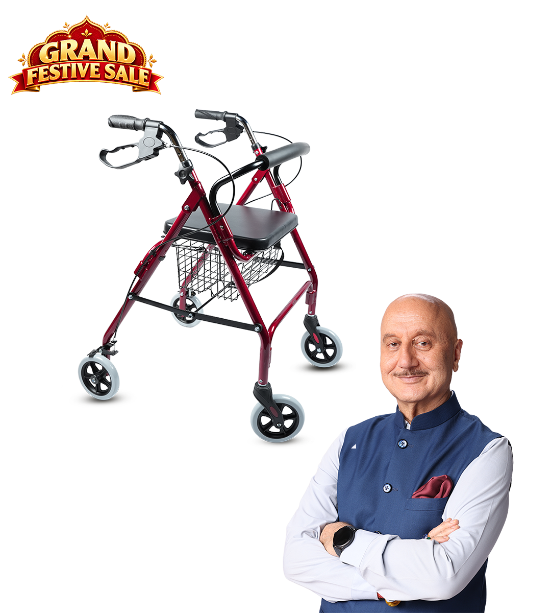 AGEasy Rollator with Seat for Seniors