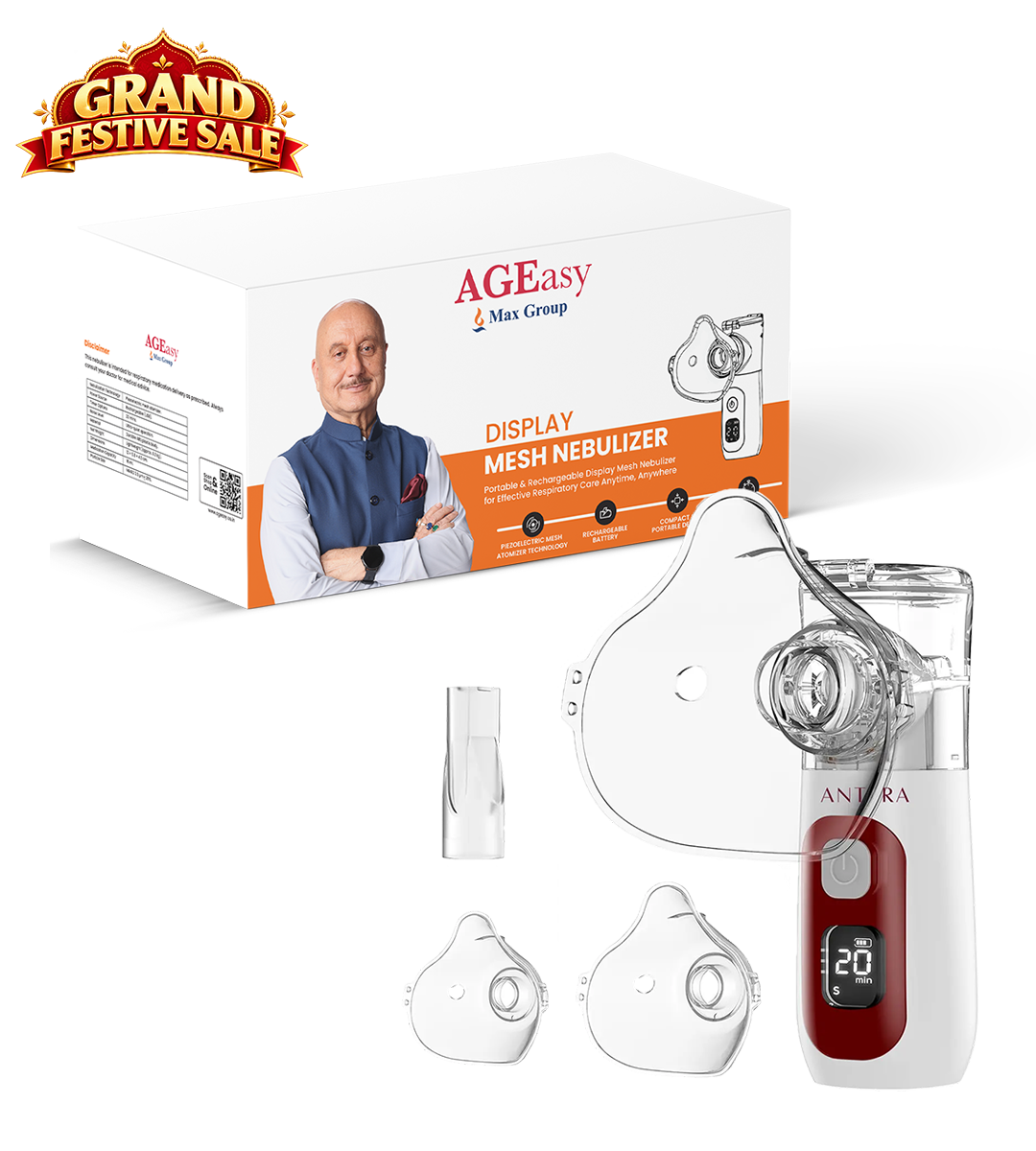 AGEasy Portable Mesh Nebulizer With Display