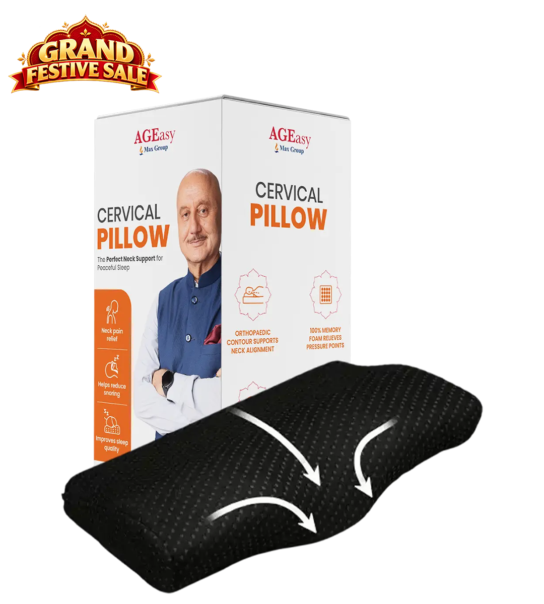 AGEasy Cervical Pillow (Charcoal Grey)
