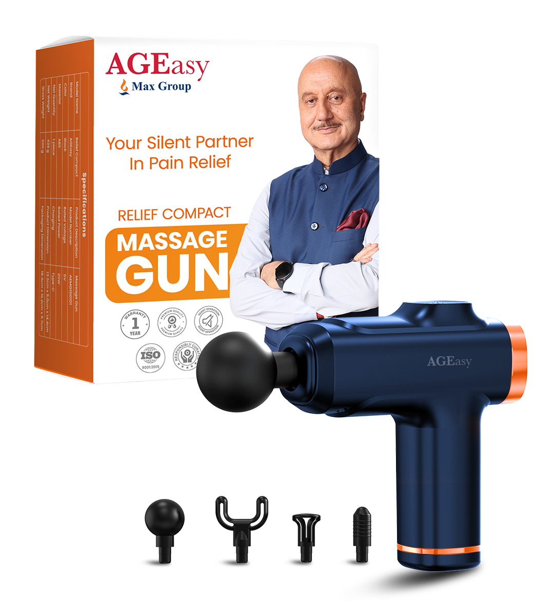AGEasy Relief Compact Massage Gun (Blue)