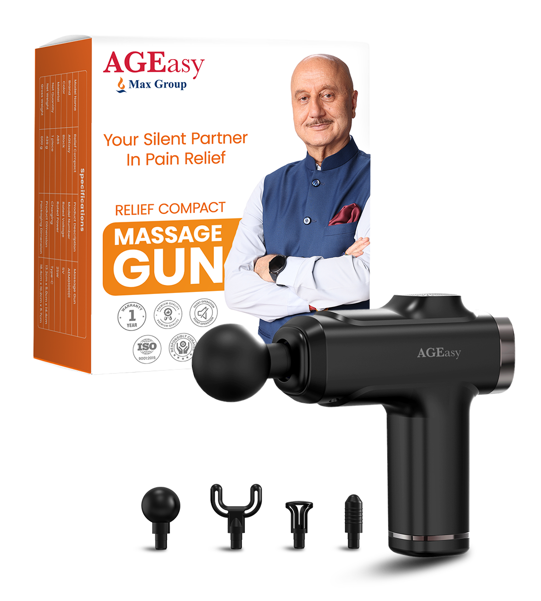 AGEasy Relief Compact Massage Gun (Black)